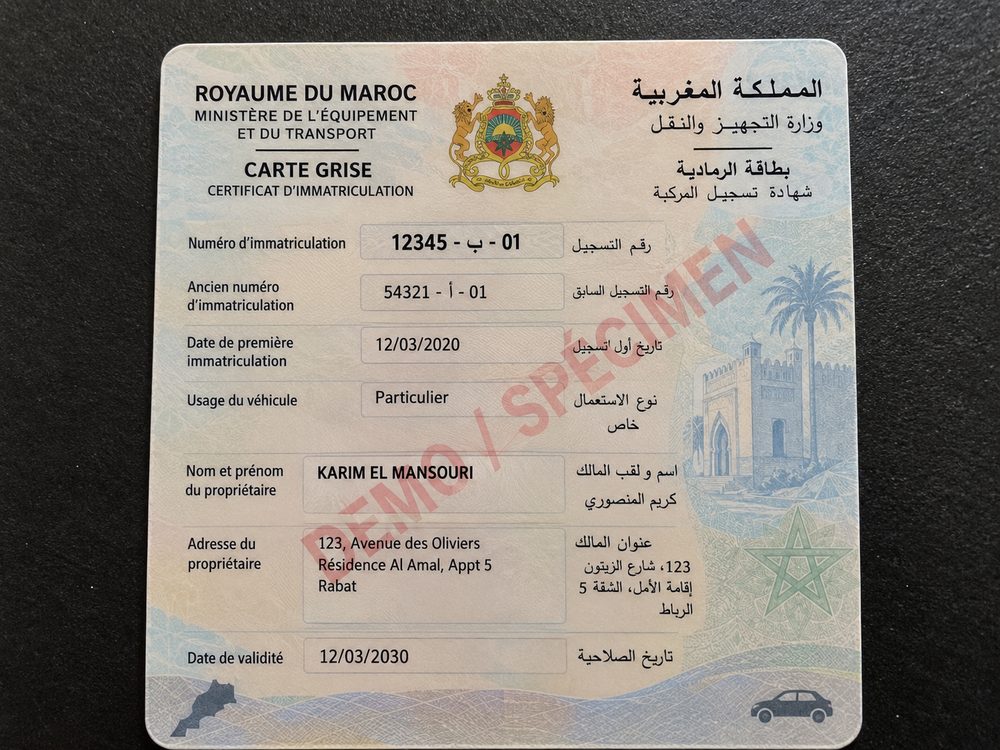 Exemple recto carte grise